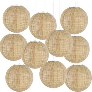 Boho Party Decorations Burlap Hanging Paper Lanterns for Boho Baby Shower Bridal Shower Rustic Vintage Wedding Birthday Farmhouse Classroom Decor Pack of 10