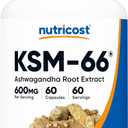 Nutricost KSM-66 Ashwagandha Root Extract 600mg, 60 Veggie Caps - 5% Withanolides - with BioPerine - Full-Spectrum Root Extract (60 Count (Pack of 1))