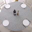 Walrus Round Vinyl Fitted Tablecloth with Flannel Backing Elastic Edge Design Table Cover Waterproof Oil-Proof PVC Table Cloth Stain-Resistant Best for 45"-56" Round (Grey)