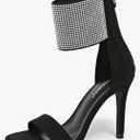 CARLKARIDA Women's High Heel Sandals Open Toe Ankle Tie Dressy Heeled Sandals for Prom, Party, Evening Events, 3.93 Inch Comfortable Thin Block Heels, Size 6