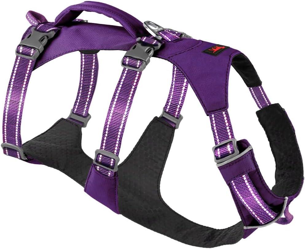 Tuff Pupper Escape Proof Dog Harness for Extra Large Dogs | No Pull Lightweight Adjustable Harness | No Escape Multifunctional Outdoor Pet Gear | Strong Durable Breathable | Secure Comfortable Fit (Deep Purple)