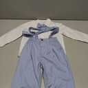 Baby Boys Pants Sets, Infant Long Sleeve Shirt + Pants + Bow Tie + Suspenders,Toddler Gentleman Outfits (3-4T, Light Blue+white)