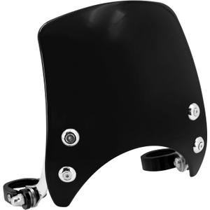 HDBUBALUS Motorcycle Windshield Windscreen,1.57‘’ Fork Mount 5.9‘’ Round-Headlight For Harley Sportster 883 XL883 1200 Custom XL1200 Low（Black）