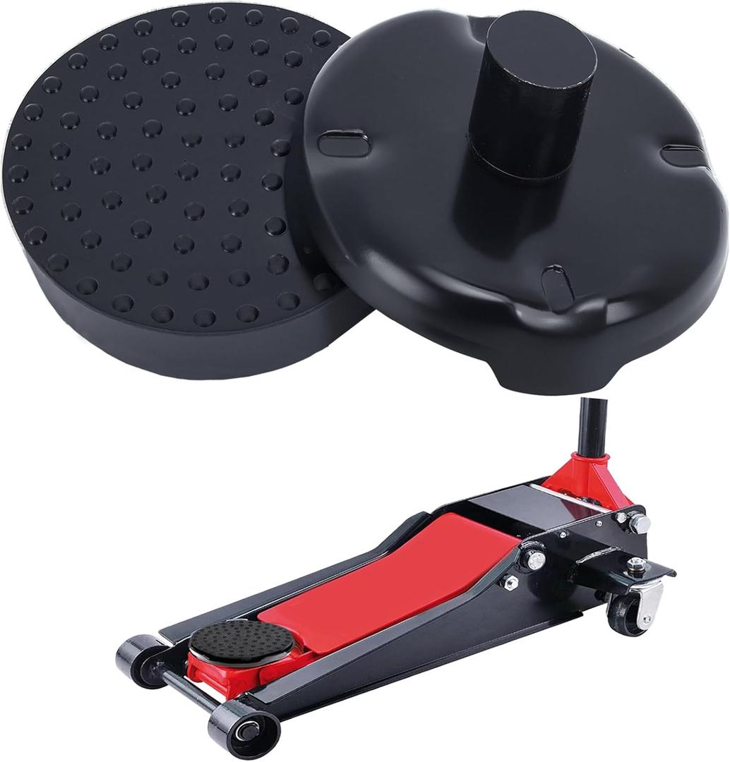 Floor Jack Saddle, Floor Jack Saddle with Rubber Pad, 4.8 Inch in Diam,1-1/8 Stem, 4 Tons Load-Bearing Fits Many Floor Jacks