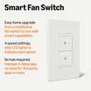 Amazon Basics Smart Ceiling Fan Control Switch, 4-Speed, Single Pole, Voice Control, Works with Alexa Only, Control from Anywhere, 2.4 GHz Wi-Fi, No Hub Required, White
