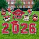 Large 11 PCS Graduation Yard Signs, Class of 2026 Congrats Grad Outdoor Lawn Yard Sign with Stakes, Graduate Yard Decorations for College High School Party, Black and Red
