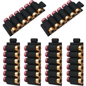6 Packs 6 Rounds Buttstock Shell Card Holder | 12/20 Ga Side Saddle Shell Carrier for Rifle Shotgun Cartridge | with Molle Utility Pouch Hook and Loop