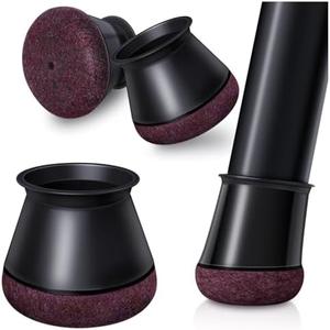 OCONDA 24PCS Chair Leg Floor Protectors Round, Black Furniture Cups for Hardwood Floors, Silicone Chair Leg Caps with Wrapped Felt, Anti-Scratch, Reduce Noise, Medium Fit: 0.76''-1.18''