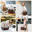 LOVEVOOK Insulated Lunch Bag, Large Capacity Tote with Lunch Compartment, Laptop Bag with Cup Holder, Work Bags for Women, Nurse Lunch Tote for Office, School, Picnic, 15.6 Inch Black-Beige-Brown
