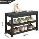 2-Tier Shoe Bench with Padded Cushion, 12-Pair Entryway Storage with Sturdy Metal Frame, Space-Saving Shoe Rack with Seat, Gray, 31.9x12x19.3 Inches