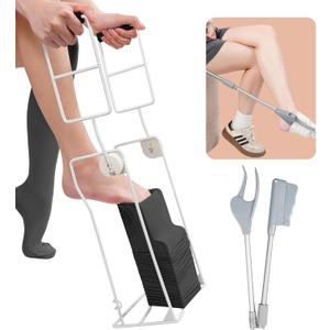 AKIMRABY Compression Sock Aid Device Kit, Sock Helpers to Putting on & Removing Compression Stockings for Seniors Men Women with Limited Mobility, Shoe Horn & Sock Puller Aid Easy On and Off