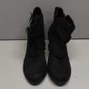 Women's Extra Wide Width Ankle Boots. Mid Heel, Side Zipper, Winter Booties, Adjustable Buckle (Size 8W)