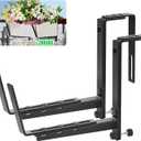 Heavy Duty Window Box Brackets, Adjustable Flower Planter Box Brackets for Railings & Walls, 5mm Reinforced Brace, Enhanced Bottom Support for Balconies, Fences, Gardens, 200LB CAP(2 Packs)