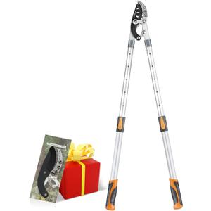 AIRAJ Telescoping Anvil Loppers, Heavy Duty Branch Cutter Tree Trimmer with SK5 Steel Spare Blade, 27-41''Adjustable Aluminum Handle, Labor-Saving Garden Tools for Cutting Thick Branches Up to 2 Inch, 108cm
