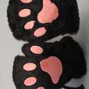 WOVOWOVO Cat Paw Fingerless Gloves for Women Girls Halloween Cute Black Kitty Cat Costume Cosplay Accessories Furry Bear Paws Claws Glove