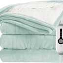Electric Heated Blanket 84"x90" Queen Size Microplush Cover Blanket, 4 Heat Settings & 10 Hours Auto Off, Cozy & Warm for All Night, Machine Washable, Light Green (06-aqua)
