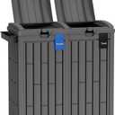 FDW 60 Gallon Dual Outdoor Trash Can with Lid, Double Bin Garbage Can with Safe Ashtray for Waste Sorting, Patio & Garden