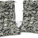 Outdoor High Back Patio Chair Cushions, Fade Resistant & Waterproof Tufted Seat and Back Cushions for Patio Furniture, Patio Chair Cushions 44x22 Inch, Set of 2, Tropical Leaf Black, 44"x22"x4"