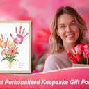 TwoDays Flower Bouquet Handprint Art Craft DIY Kit, Unique Gifts for Mom From Daughter or Son for Mother's Day Birthday Christmas, Gift for Grandma.(12" X 16", With Wood Frame)