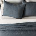 EVERGRACEHOME 100% Cotton Modern Lines Quilt Set King Size, Pre-Washed Soft Striped Coverlet Bedspread, 3 Piece Lightweight Bedding Set for All Season, with 2 Pillow Shams, Midnight Blue