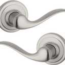 Kwikset Tustin Interior Passage Door Handle, Lever For Closet and Hallway Doors, Reversible Non-Locking Handle Lever, Satin Nickel, with Microban Protection