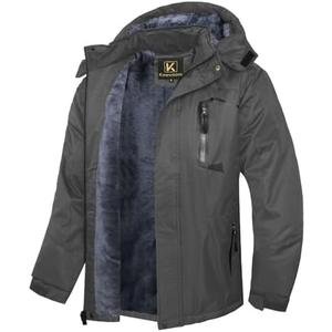 Keevoom Mens Winter Jackets Ski Snow Coats Warm Waterproof Hooded Raincoats Snowboarding Windproof Lined Windbreake Size XL