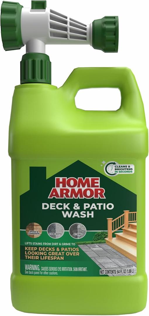Home Armor Deck & Patio Wash, 64 oz., Lifts Stains from Dirt and Grime to Keep Decks and Patios Looking Great Over Their Lifespan, Used on Wood & Composite, Concrete, and Stone