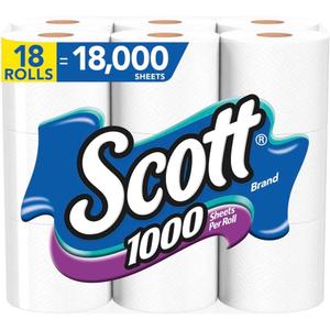 Scott Bath Tissue 1000-Sheet (18 Rolls) Toilet Paper 46171