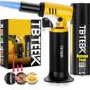 TBTeek Torch Lighter with Butane Included, T907 Butane Torch with 180ml Fuel Refill, Refiilable Kitchen Torch Lighter with Adjustable Flame for BBQ, Brulee Creme, Crafts and Soldering (1 Can)