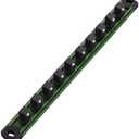 WORKPRO Magnetic Socket Organizer, 1/2-Inch Drive Aluminum Alloy Socket Rail, Heavy Duty Socket Holder, Socket Rack Kit 1/2-Inch x 10 Clips Green (Socket not Included)