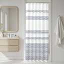jinchan Small Stall Shower Curtain 36x72 inches Navy Blue and White Modern Farmhouse Striped Waterproof Fabric Shower Curtains for Bathroom with 7 Hooks Machine Washable