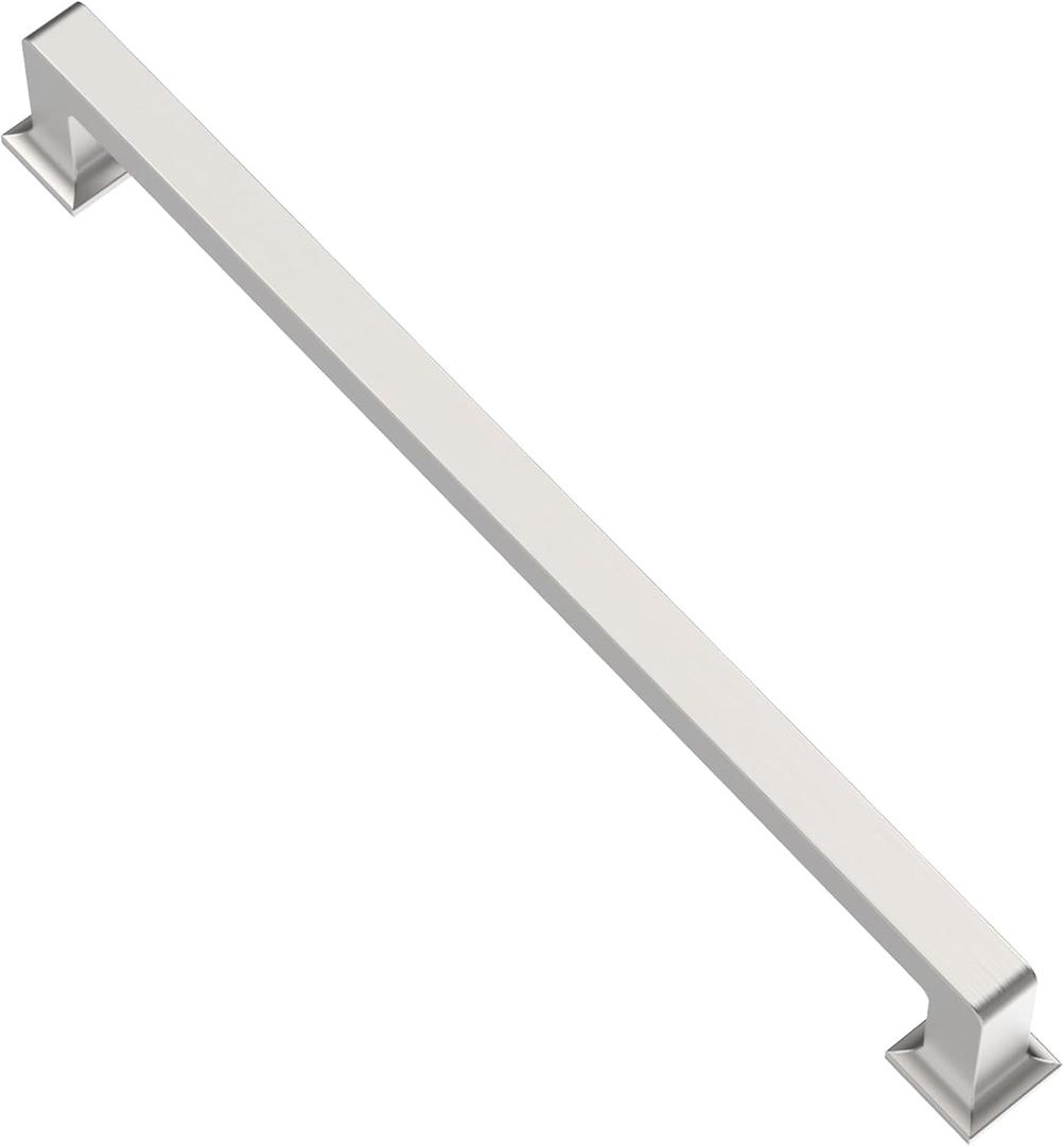 Alzassbg 6 Pack Brushed Satin Nickel Cabinet Pulls, 12-1/2 Inch(320mm) Hole Centers Cabinet Handles Square Kitchen Hardware for Cabinets AL3046SN