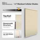 DEZ FURNISHINGS Cordless 1.5" Blackout Cellular Shade, Energy Saver, 41.5" W x 72" H, Alabaster