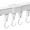 Zeerobee Telescopic Ceiling Curtain Track System, Retractable Ceiling Track for Curtains, 4.3-7.8ft Adjustable Length, Curtain Tracks for Room Divider, Wall Mount Rail Set with Rollers Hooks