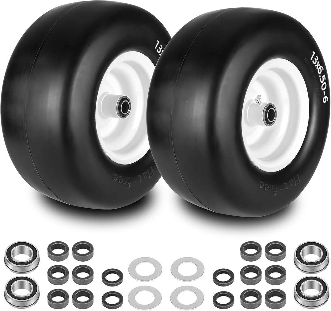 Cenipar - Neumtico y rueda para cortacsped de 13 x 6.50-6, neumticos delanteros de cortacsped de giro cero por Cenipar con rodamientos de 3/4 y 5/8 pulgadas, cubo centrado de 4 a 7.2 pulgadas