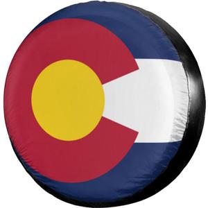 Foruidea Colorado Flag Spare Tire Cover Dust-Proof Wheel Tire Cover Fit Trailer, RV, SUV and Many Vehicle 15 Inch