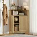 Bathroom Storage Cabinet,Fluted Corner Cabinet with Adjustable Shelves, Wooden Corner Shelf Organizer for Bathroom, Living Room, Kitchen, Bedroom