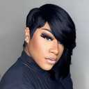 VRZ Pixie Cut Wigs for Black Women Side Part Chic Elegent Short Layered Pixie Cut Human Hair Wig With Bangs Full Machine Made wigs Human Hair Glueless Wear and Go