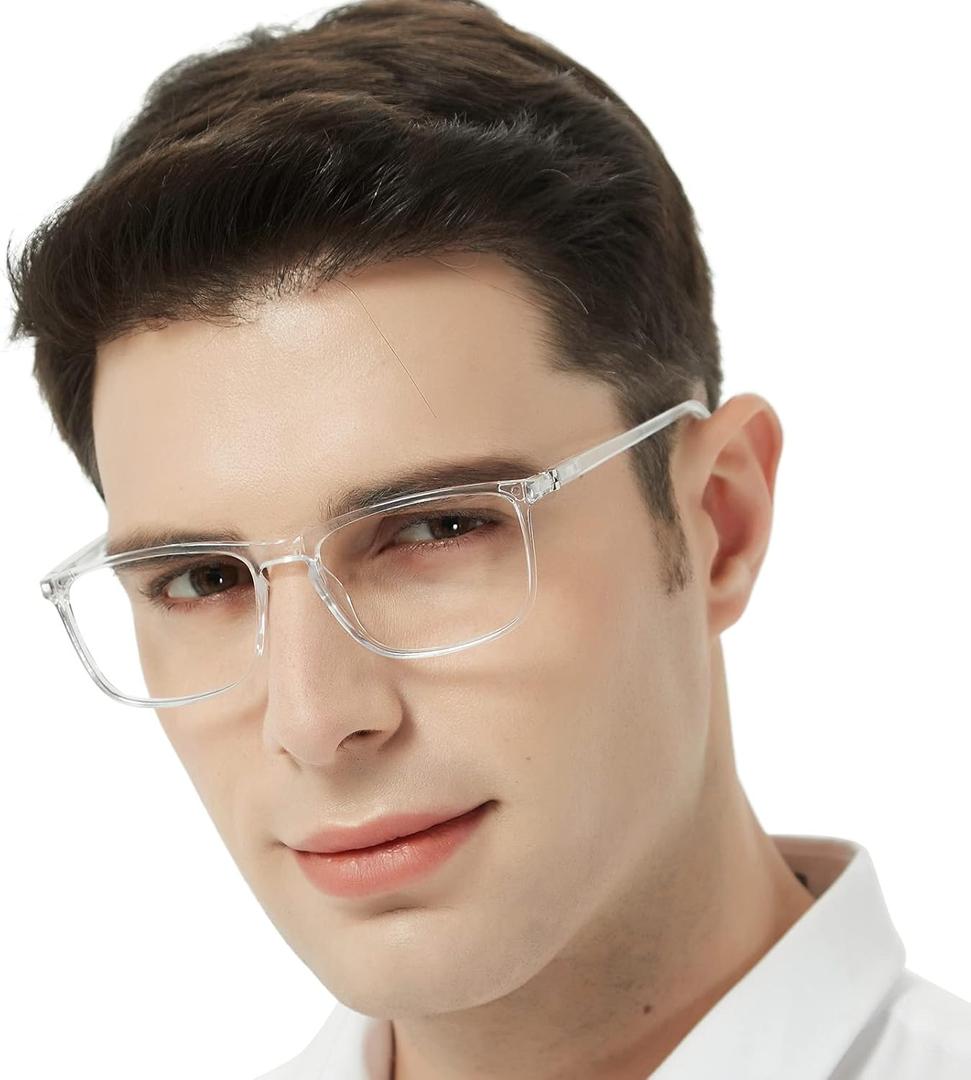 Mens Reading Glasses Stylish Readers Large Lightweight Reader 1.0 1.25 1.5 1.75 2.0 2.25 2.5 2.75 3.0 3.5 4.0 (Transparent)