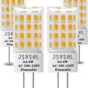 G4 LED Light Bulb,Bi-pin T3 JC Type Dimmable, AC 100-130V,600LM, 6W,50-60W Halogen Equivalent, 4000K Natural White LED Lamp,4-Pack