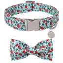 Autumn Plaid Dog Collar and Bow Tie Set  Orange Yellow Checkered Adjustable Fall Collar with Maple Leaf Charm for Small Medium Large Dogs, Soft Cotton Pet Collars with Buckle and D-Ring
