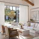 TWODRAPES Custom Blackout Thick Linen Curtains for Living Room Bedroom Windows Memory Trained Semi Sheer Pleated Drapes for Sliding Glass Door Customizable Window Treatments in Size and Color 1 Panel