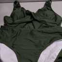 Pink Queen Two Piece Tankini Bathing Suit for Women's Ruched Tummy Control Swimsuit Sets with Bikini Bottom (Large, Army Green)