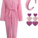 MYUPDALIN Ladies' Pink Jumpsuit Halloween Costume, Cheerleader Outfit Party Suit Adult Costumes (Small)