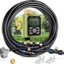 HOMENOTE Misting Cooling System with Timer, 26FT Misting Hose+7 Brass Nozzles+3/4" Brass Adapter+Water Timer with Mist Mode & Irrigation Mode, Outdoor Misters for Patio Cooling and Garden Watering