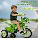 NMM Dinosaur Tricycle for Toddlers, Kids Trike with Music, LED, Tricycles for 3-5 Year Olds, for Rider, Big Wheel, Storage Basket, Horn, Toddler Bike for Boy, Dinosaur Toys for Kids 2-4 4-7, 31.5 Inches X 23.6 Inches X 18.1 Inches