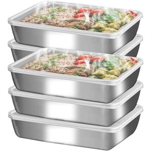 GIUOIDUO Stainless Steel Lunch Box 6-Pack,Stackable Snack Storage Boxes, Lid Food Container, Reusable Food Storage Container for Travel and Work, Dishwasher Safe, Freezer Safe