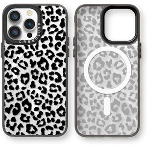 Magnetic for iPhone 13 Pro Magsafe Case Cute Aesthetic - Durable Fashion Funny Phone Case - Girly Leopard Pattern Print Cover Design for Woman Girl 6.1 inches Black