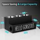 Bivvclaz Hair Tool Organizer, Wooden Hair Dryer Holder Countertop, Wall Mount Hot Tools Organizer for Hair Styling Accessories, Bathroom Supplies Vanity Caddy for Curling Wand, Blow Dryer, Black