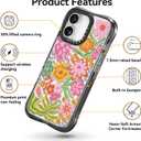 for iPhone 17 Case Cute - Military-Grade 20 ft Drop Protection Shockproof Phone Case - Funny Passion Flower Design (6.3") Black